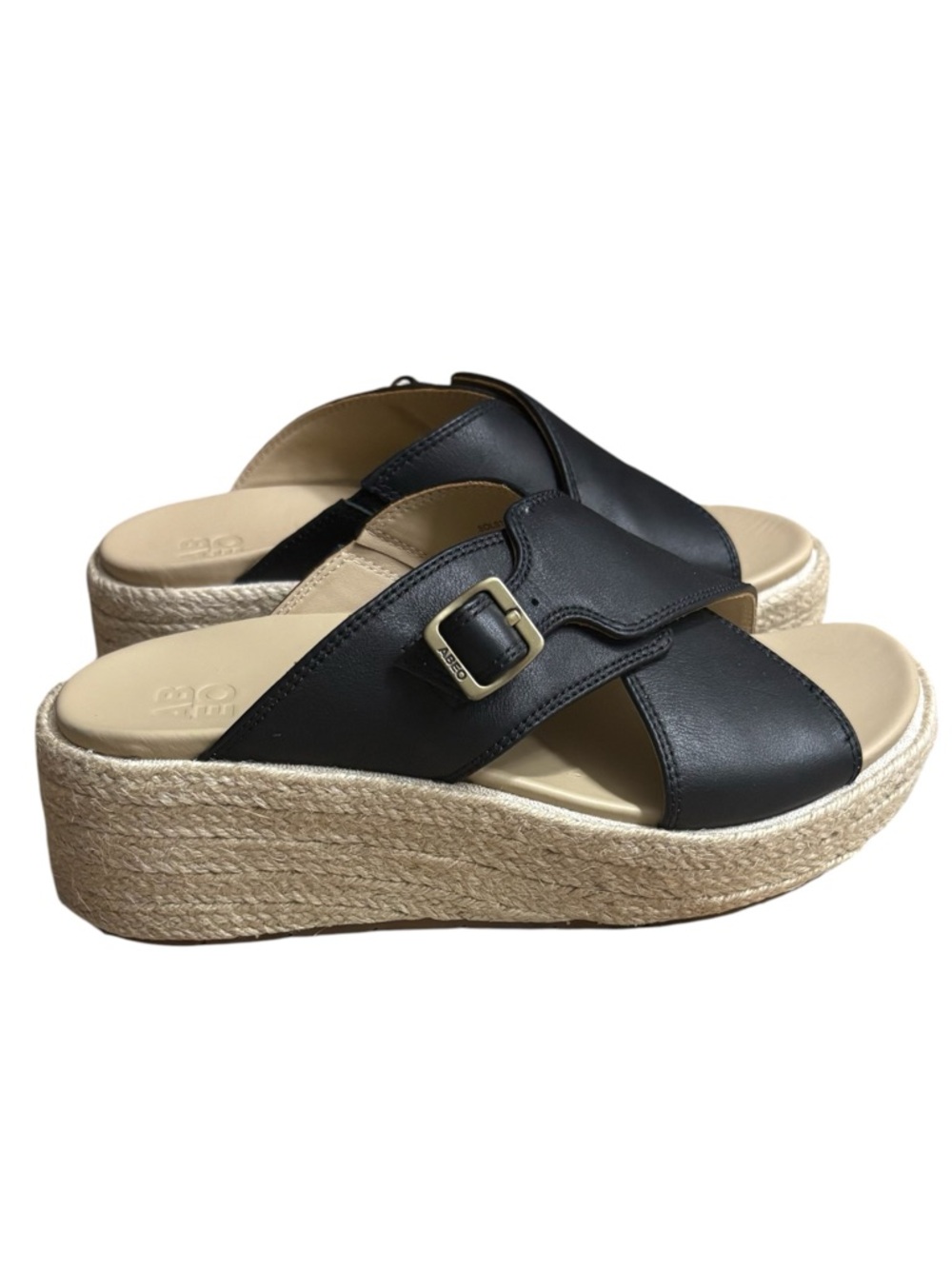 ABEO Dylan Solstice Leather Cross Slide Wedge Sandals in Black Size 6 -- SUMMER! - Picture 4 of 11